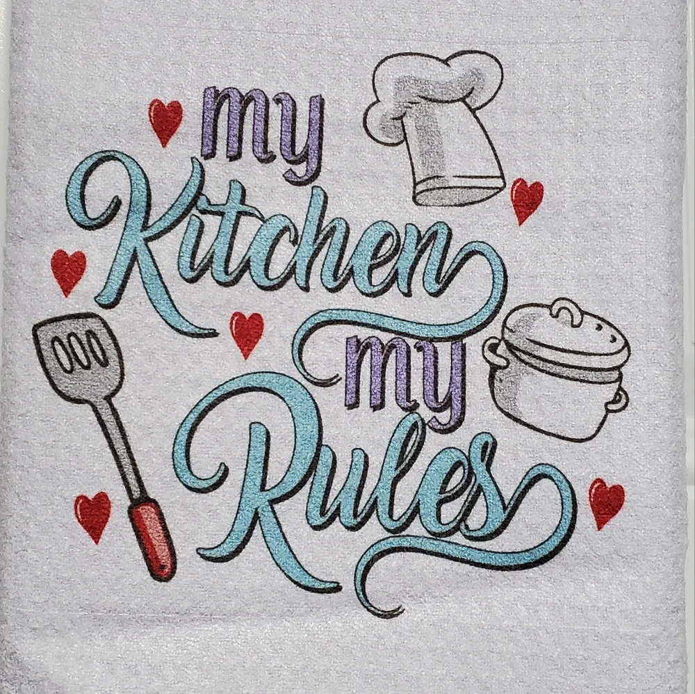 My Kitchen My Rules Waffle Knit Tea Towel